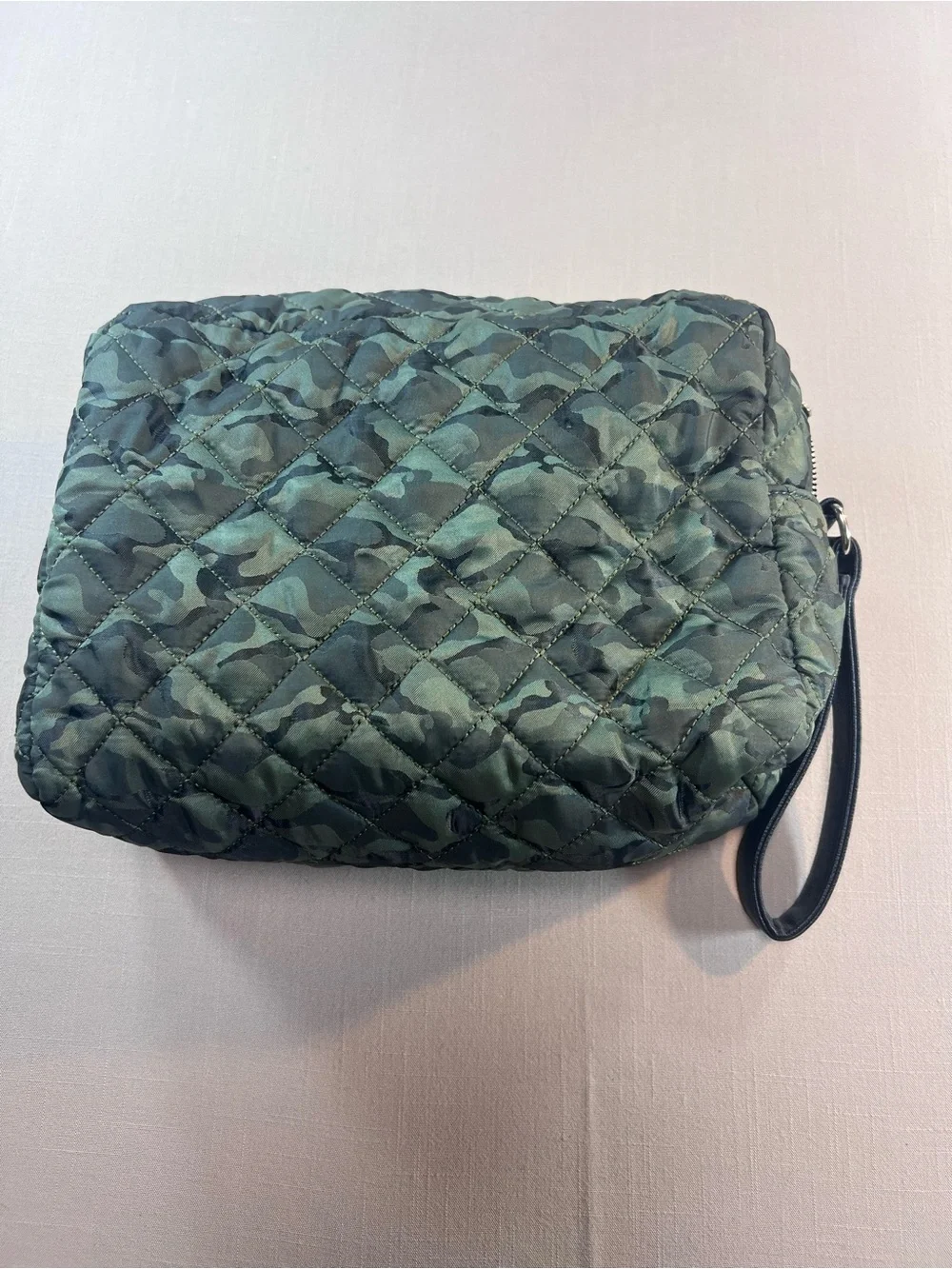 Steve Madden Large Quilted Camo Cosmetic Bag Travel Toiletry Organizer